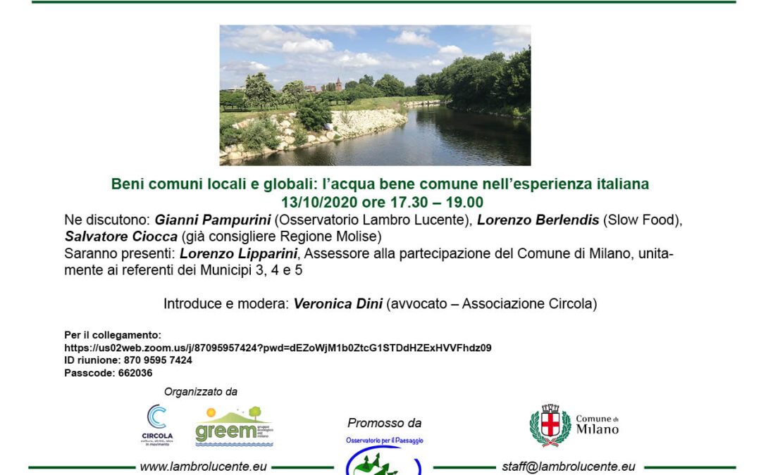 Beni comuni locali e globali: l’acqua bene comune nell’esperienza italiana